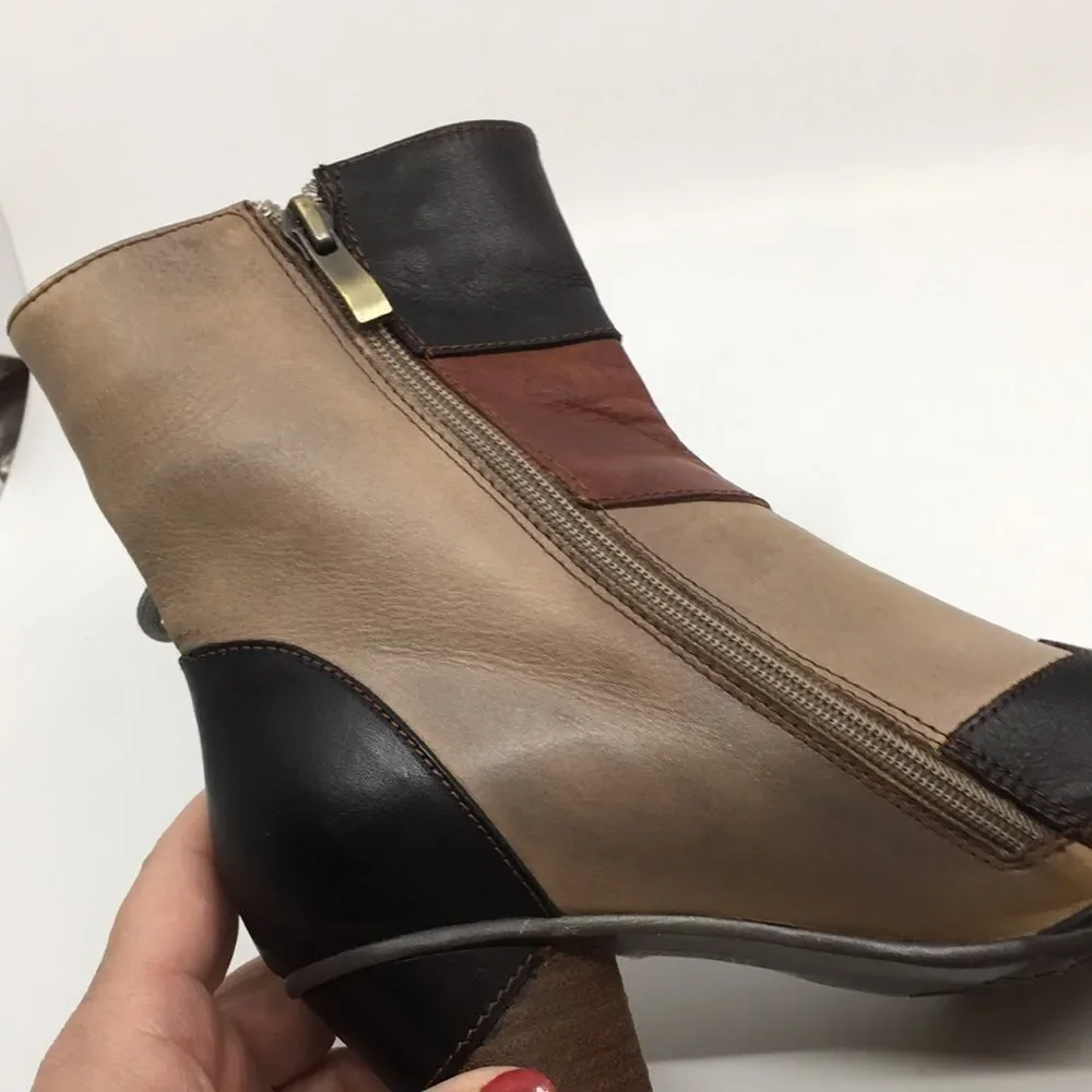L'Artiste By Spring Step Mia Booties Boots Patchwork Corset Zip Size 36 US 5.5-6